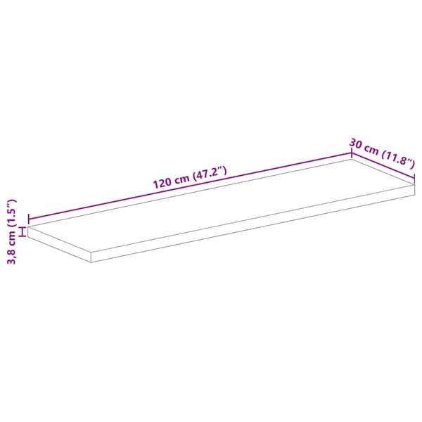 vidaXL bordplade 120x30x3,8 cm rektangulær massiv genbrugstræ