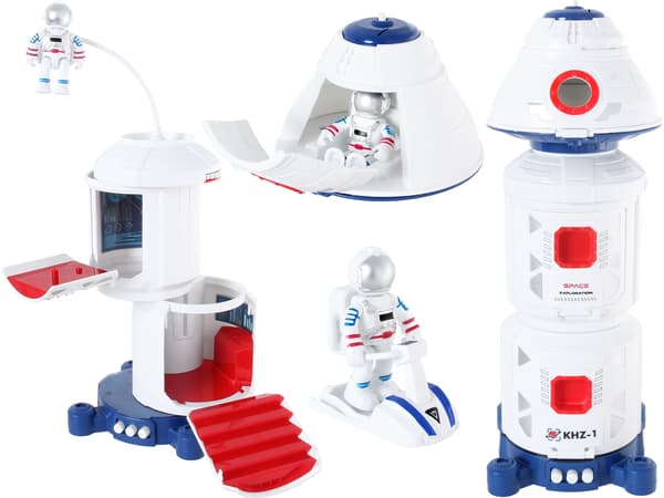 Rumraketbaseskib tallerkenspeeder lydlys 2x astronaut