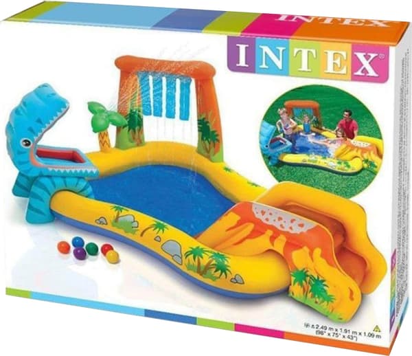 Intex Uppblåsbar Pool Dinosaurier 249 x 191 cm 57444