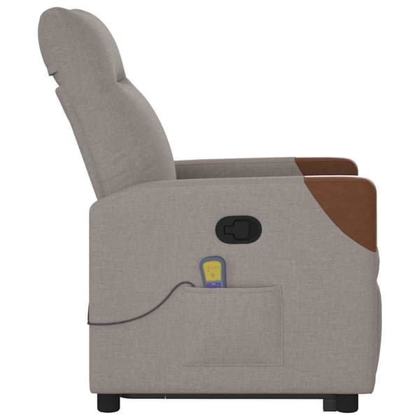 vidaXL Lyftbar massagefåtölj, Taupe, Tyg