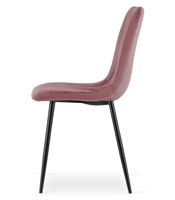 LAVA stol - pink velour / sorte ben x 4