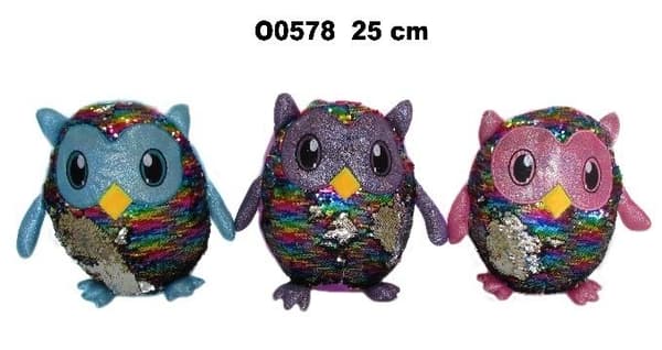 Ugle pailletter 25 cm MIX