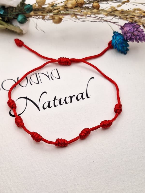 7-knuts rött snöre kabbala-amulettskyddsarmband