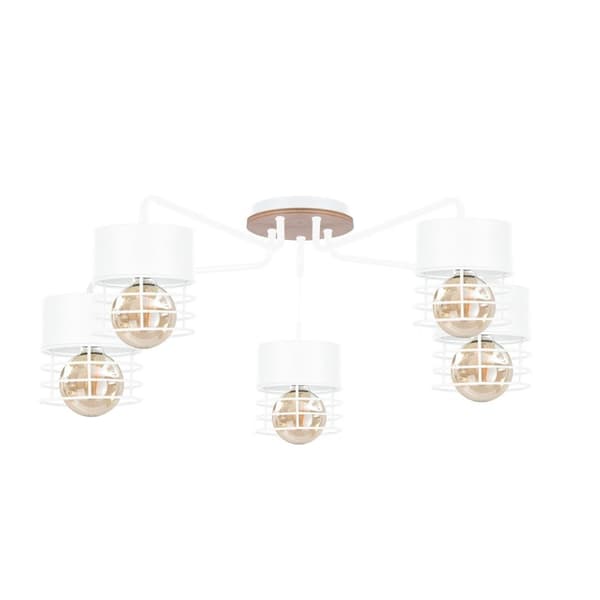 Loftlampe 5xE27 CASA HVID TRÆ