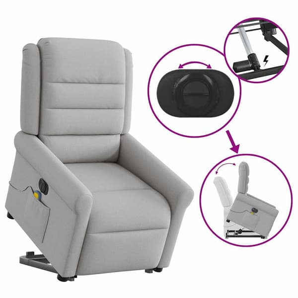 vidaXL Elektrisk lyftande massagefåtölj, vilstol, grå