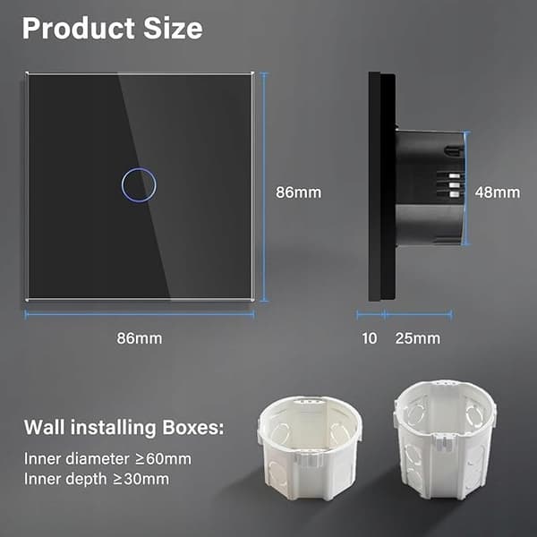 BSEED glas touch-afbryder LED 1-gang 1-vejs