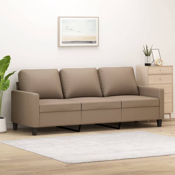 vidaXL 3-sitssoffa, Cappuccino, 180 cm, konstläder
