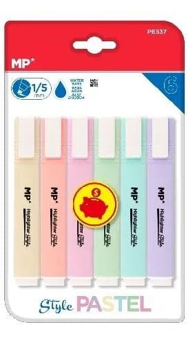 Pastel overstregningstuscher 6 stk.