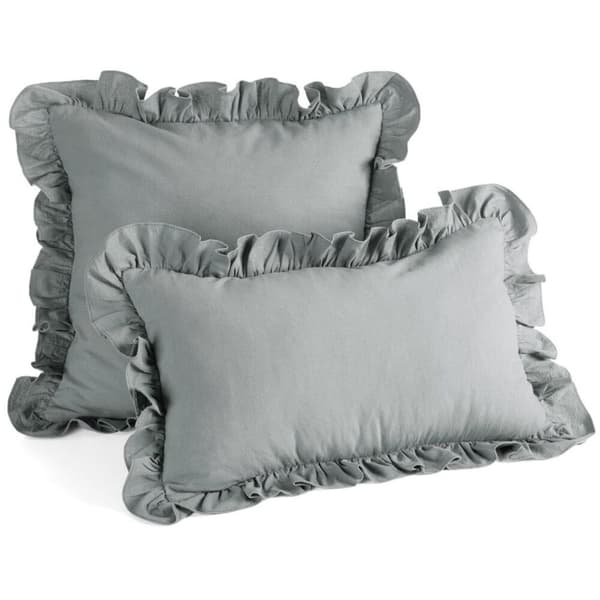 Pudebetræk FRILL 45x45 cm stål bomuld