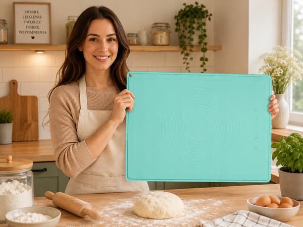 Silikone bageplade 70X50 CM turkis Med skridsikker måtte
