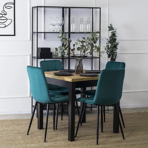 Klädd matstol PERU turkos sammet modern loft