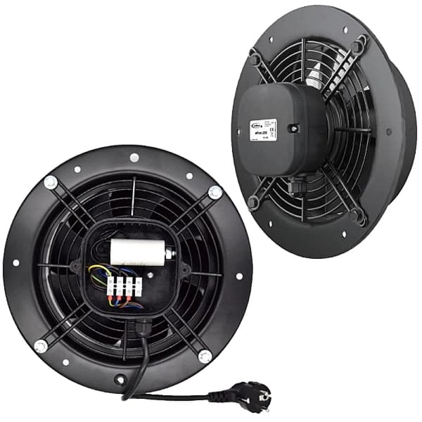 Industriel rund vægventilator med udstødning 250 mm
