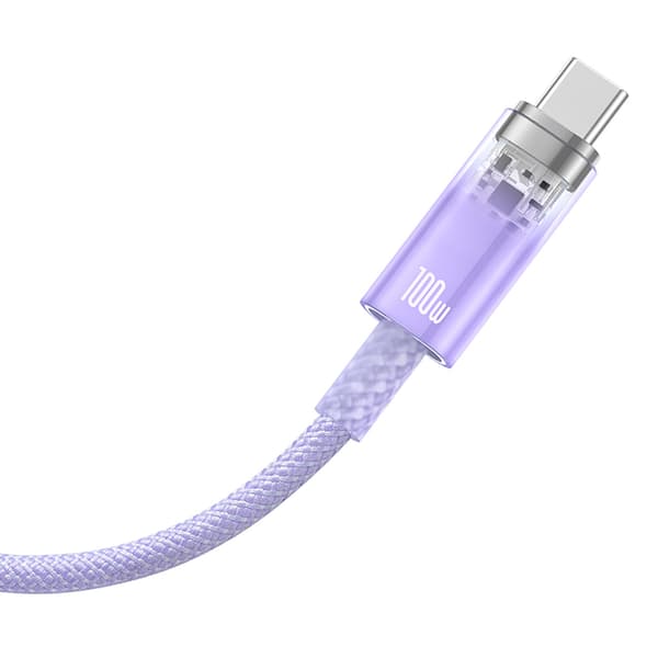 Explorer-kabel med temperatursensor USB-A USB-C 100W 1m - Lilla
