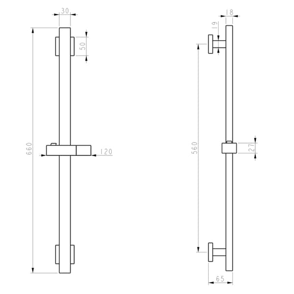 WEZER STK-02-SORT brusestang - 660 mm