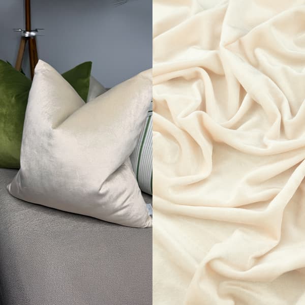 Velour stickad tyg cremefärgat 0,5m mjukt sytextil
