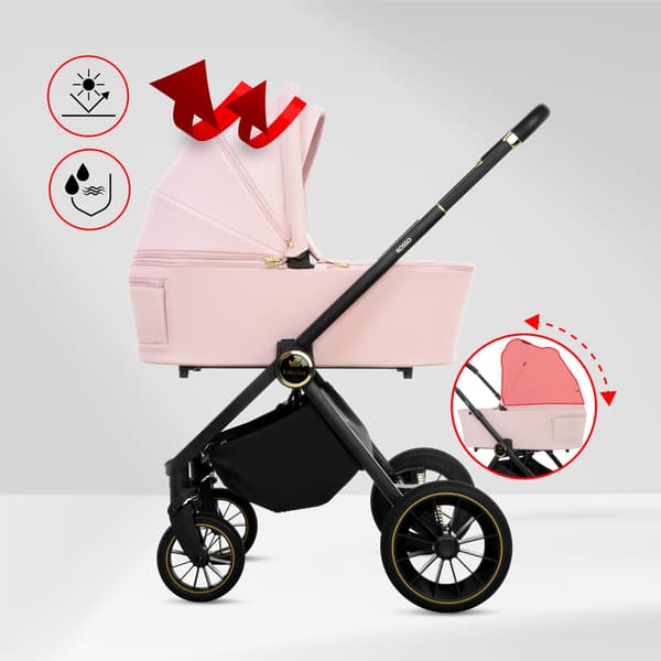 BabyLux ROSSO 2-i-1 klapvogn, gondol, let, foldbart sæt