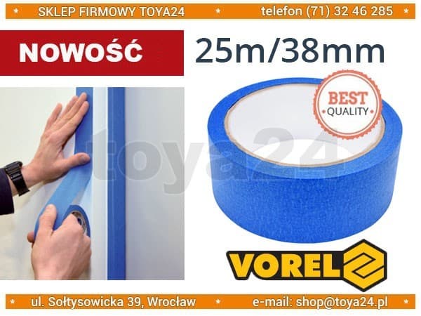 Blå maskeringstape 25m/38mm 75121 VOREL