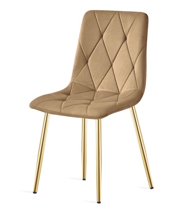 LIBRA stol - brun fløjl / guldben x 3