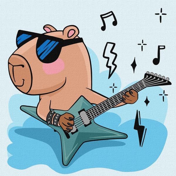 Maleri efter tal - Capybara Rock Star