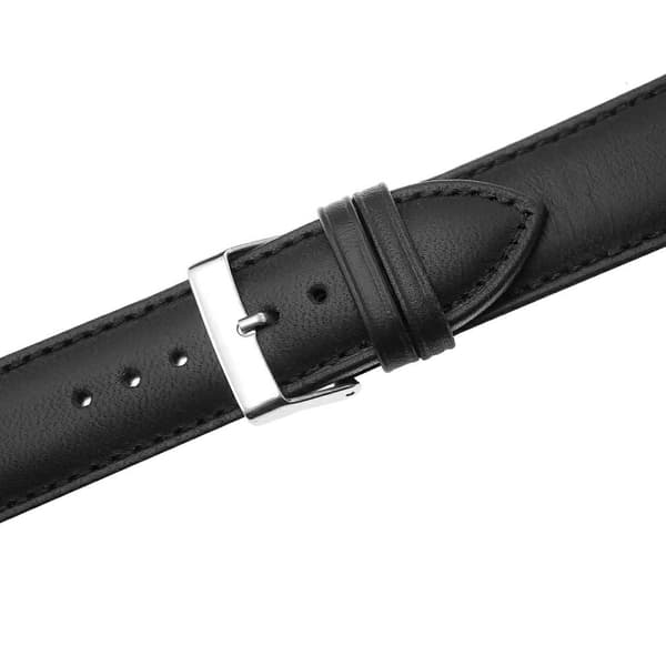 FUJI LÆDERREM 24 MM GLAT sort rem, sorte syninger