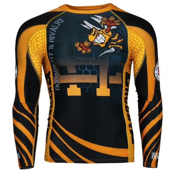 Herre langærmet rashguard ANGRY WASP S SORT