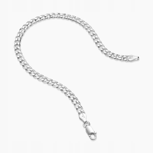 Herrarmband i silver 4mm/23cm 925 SILVER ITALIENSKT + GRATIS