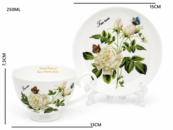 White Rose porslinskopp 250 ml + Queen Isabell fat som present