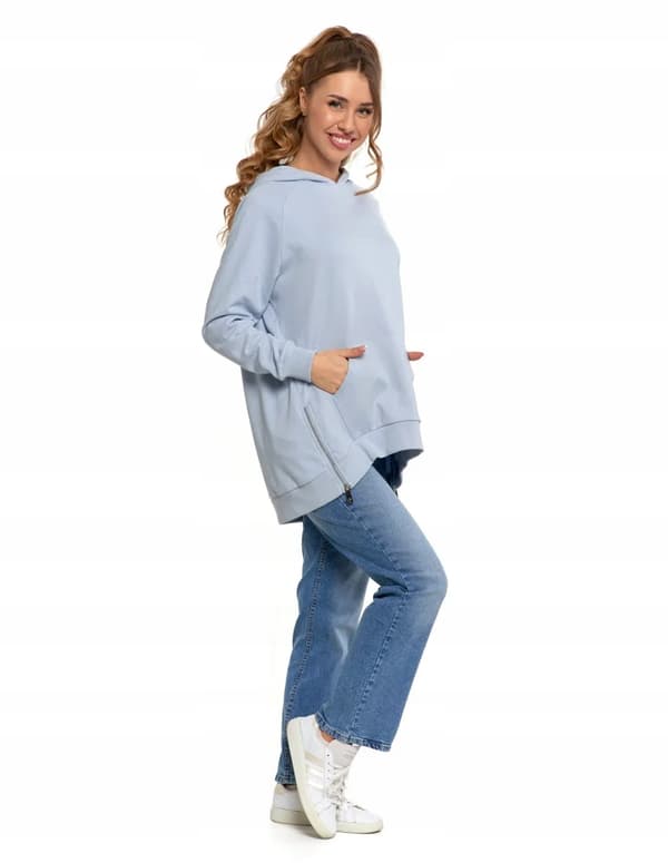 Damesweatshirt med hætte Bomuld Moderigtig Oversize Blød MORAJ S BLÅ