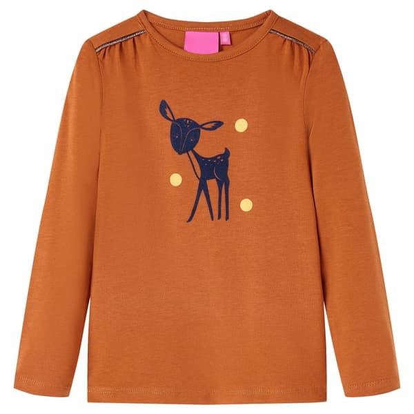 Børne langærmet T-shirt, cognac, 116