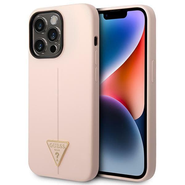Guess Silikone Trekantet Logo Etui til iPhone 14 Pro Max, Pink