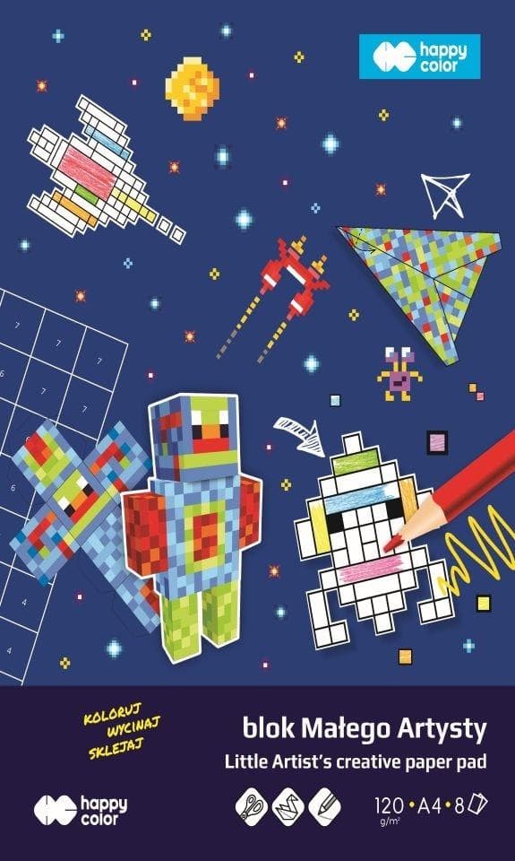 Litet konstnärsblock A4 8 ark Pixi Planet