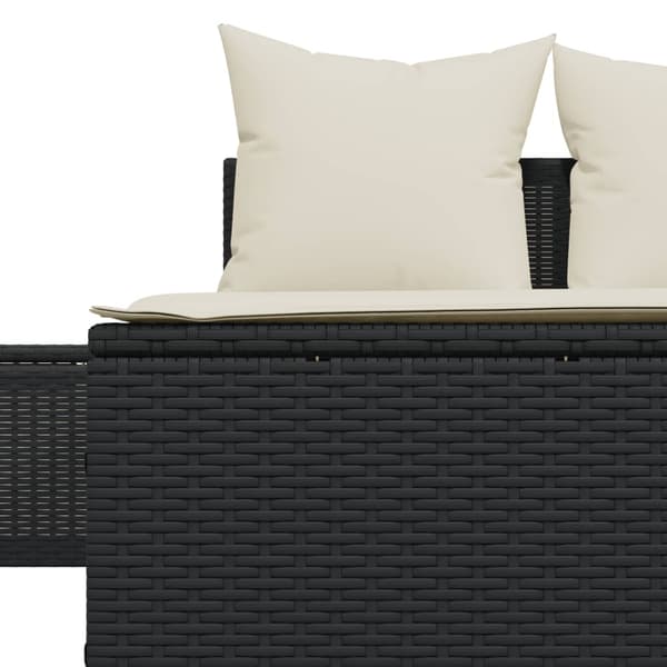 vidaXL dobbelt dagseng med hynder, sort, polyrattan