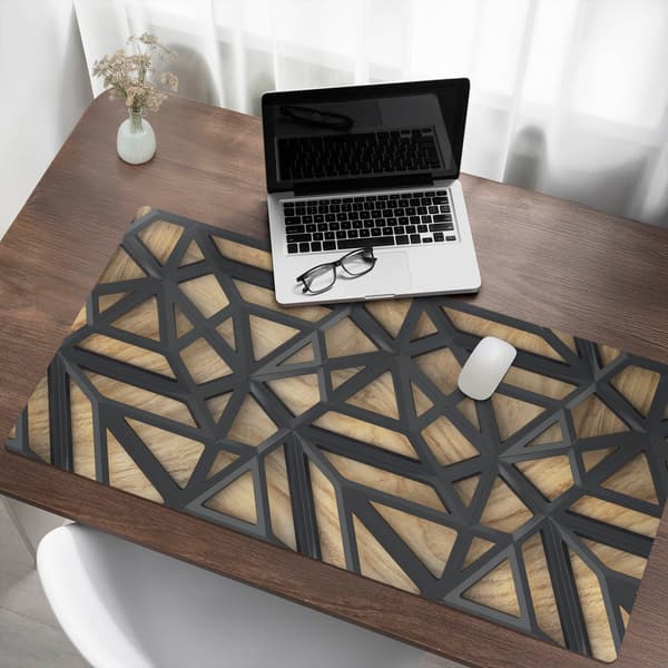 Antiglid skrivebordsmåtte med 3D-geometrisk tryk 120x60 cm