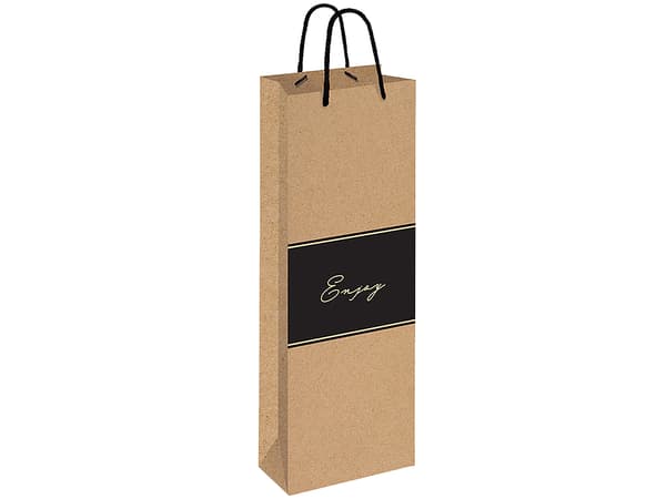 Interdruk gavepose til flaske kraftpapir 150g guld 13x36x8 cm pose