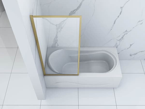 VESTON 1-vingad badkarsskärm 90x150 fix guld