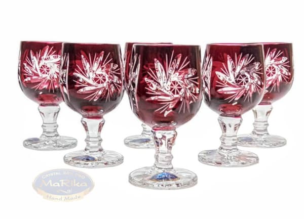 Rubin krystal vodkaglas 40 ml Olive Grinder 6 stk.