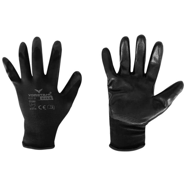 Polyester nitril beskyttelseshandsker, sorte, 12 stk., størrelse 10, Vorstahl kvalitet