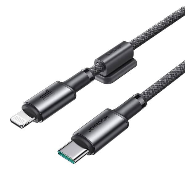 USB-C - iPhone Lightning-kabel med magnetisk hållare 1,2 m - grå