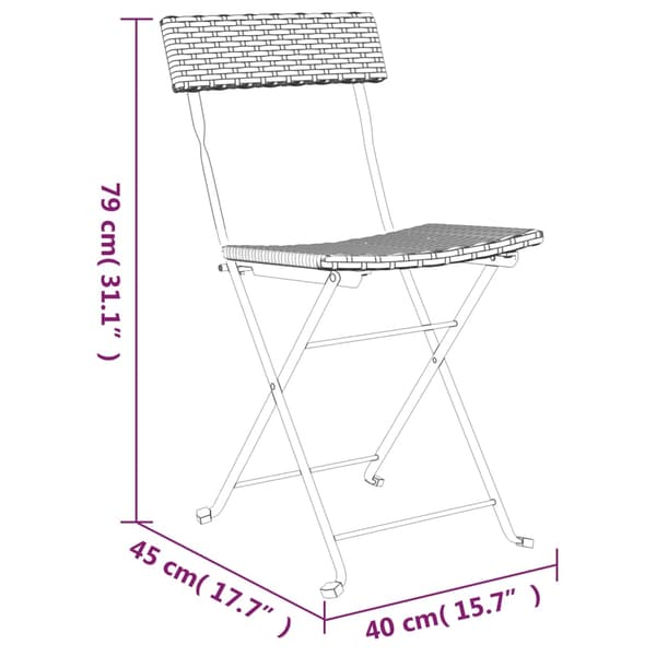 vidaXL foldbare bistrostole, sæt med 2, grå, polyrattan og stål