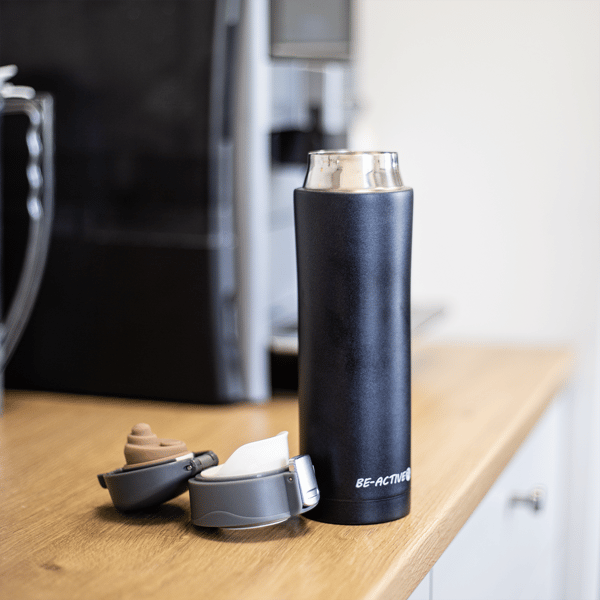 Grå 400ml termosmugg med lås och munstycke