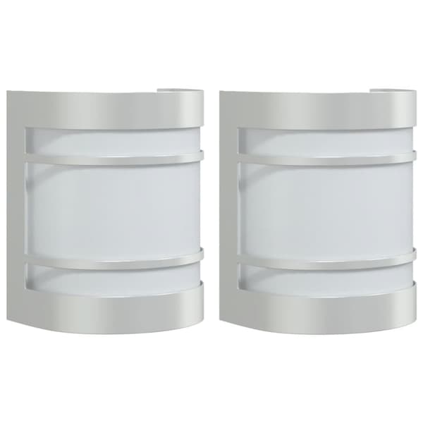 vidaXL Utomhusvägglampor, set om 2, silver, rostfritt stål