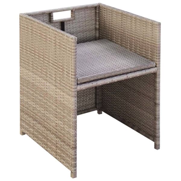 vidaXL Trädgårdsstolar med dynor, set om 2, polyrotting, beige