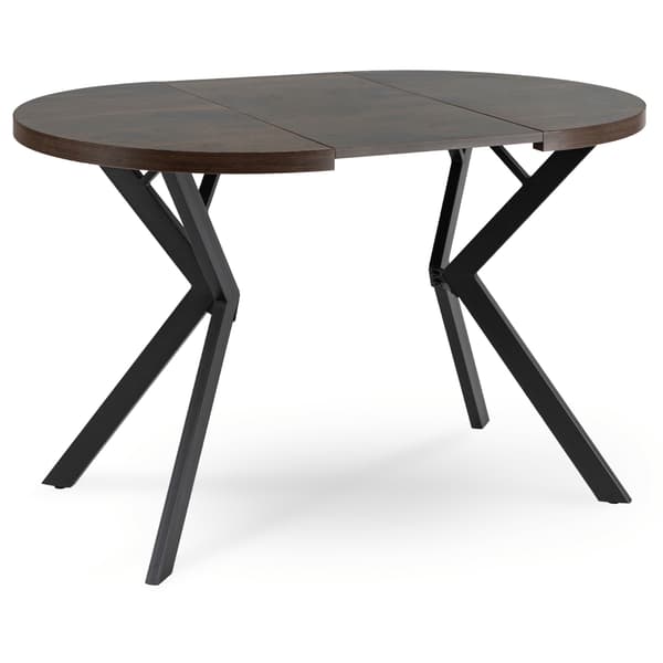 DORIAN Rundt Udtræksbord 80-160 cm Valnød/Sort Moderne Loft