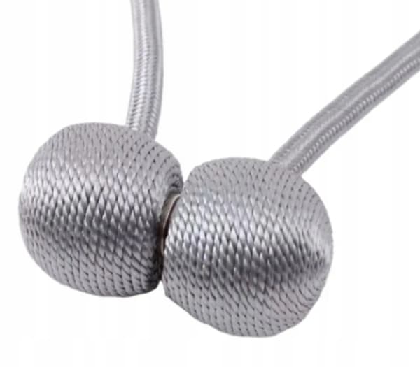 Magnetisk gardinholder, dekorativt snøre, grå
