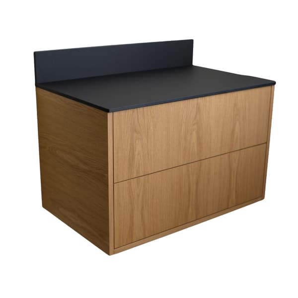 HPL badeværelsesbordplade til 80 cm skab 82x49 cm sort måtte med 30 cm panel