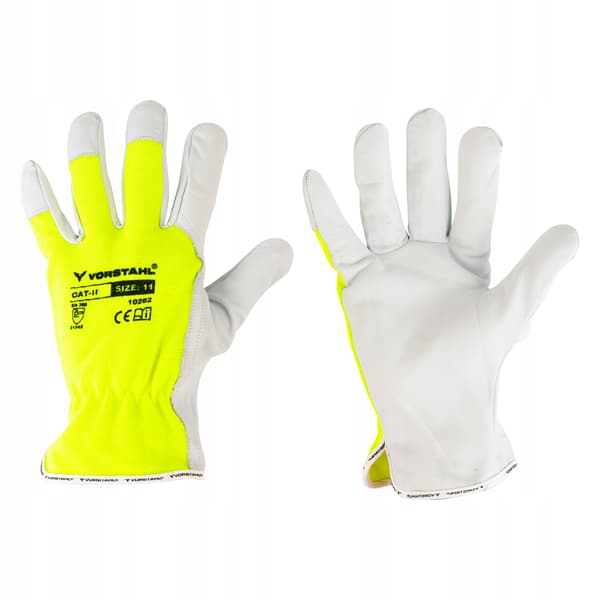 Fluorescerande skyddshandskar i läder, GETLÄDER, gul, storlek 9