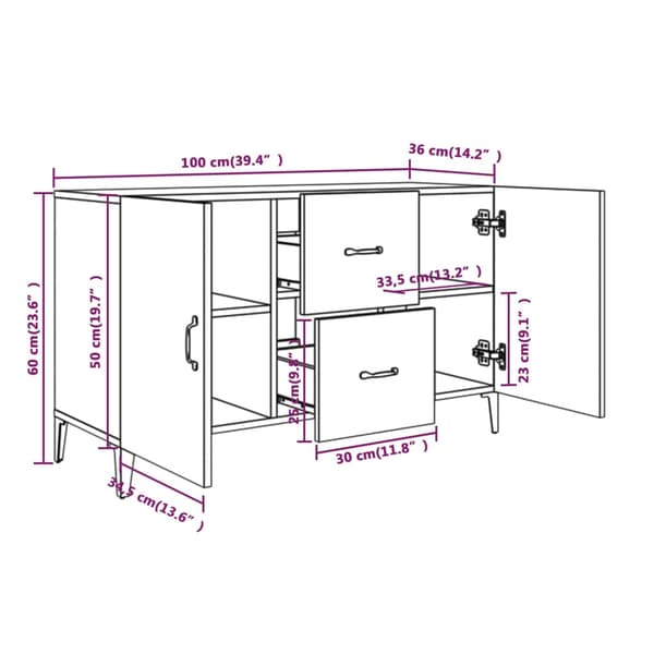 vidaXL kommode, sort, 100x36x60 cm, træbaseret materiale
