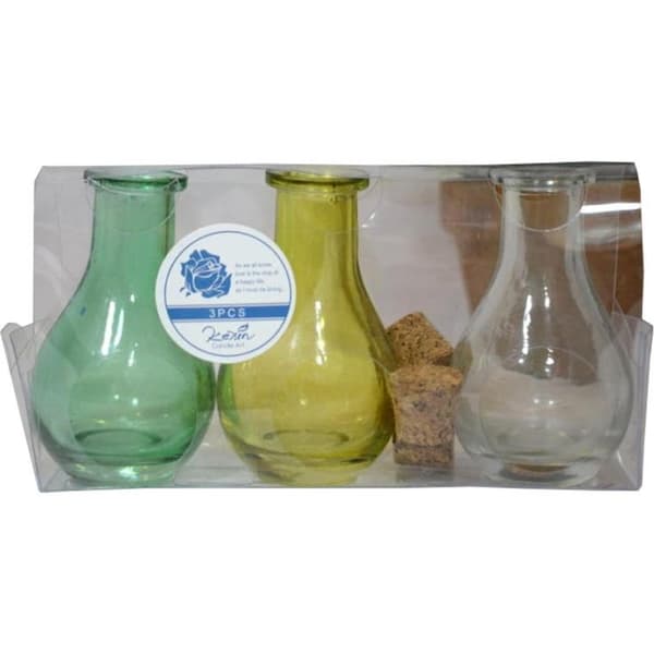 Turkosa dekorativa glasflaskor / minivaser, 3 stycken