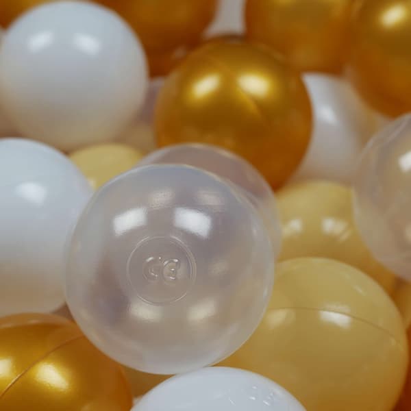 Legetøjskugler ø7cm 25 stk. hvide, transparente, guld, beige