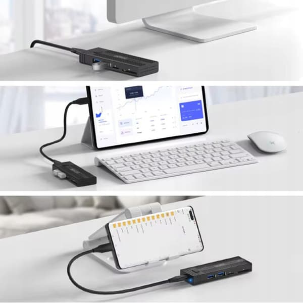 Zenwire USB-C 7-i-1 SSD-hubbfodral M.2 NVME PCIE SATA SD-adapter